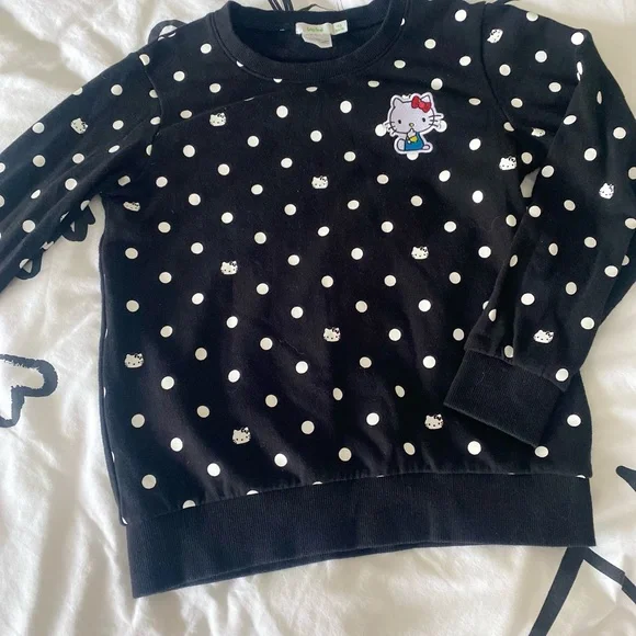 Hello Kitty Black Polka Dot Kids Sweatshirt - Picture 2 of 11